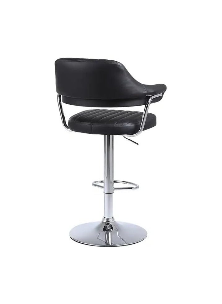 Ripple FURNITURE Modern Black Pu Leather Bar Stool Adjustable Bar Chair With Chromed Metal Base Swivel Bar Stoo  - Image 2