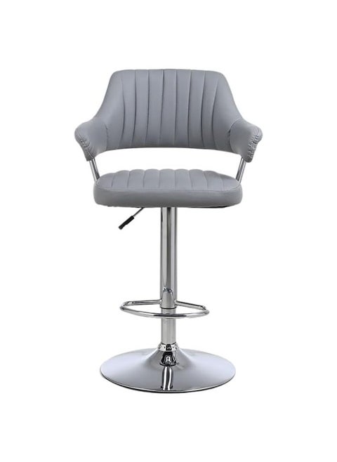Modern Black Pu Leather Bar Stool Adjustable Bar Chair With Chromed Metal Base Swivel Bar Stoo