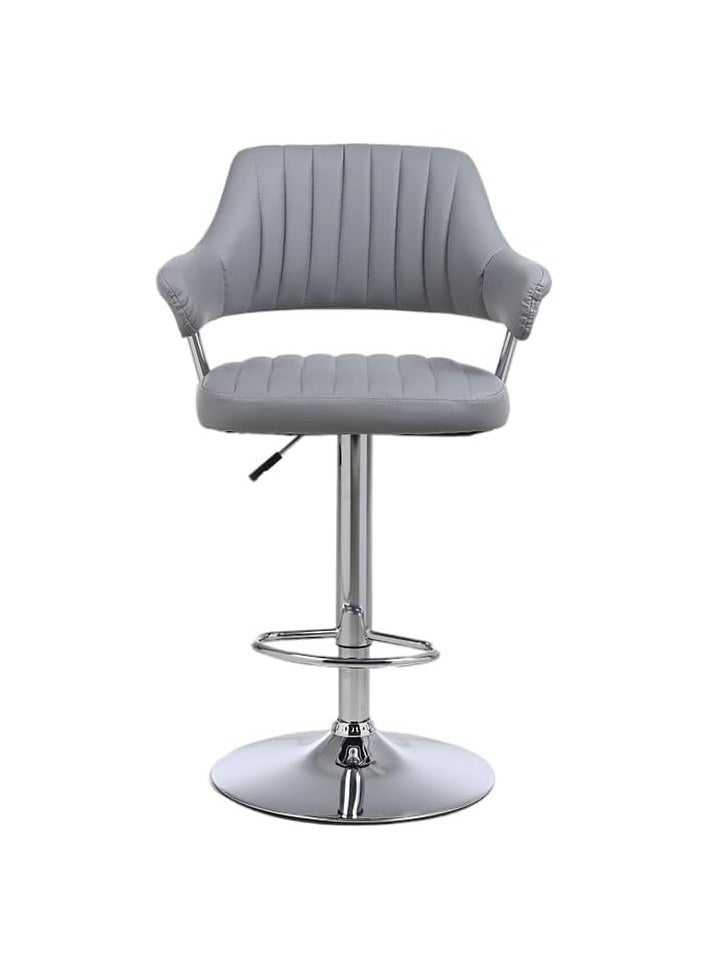 Ripple FURNITURE Modern Black Pu Leather Bar Stool Adjustable Bar Chair With Chromed Metal Base Swivel Bar Stoo  - Image 1