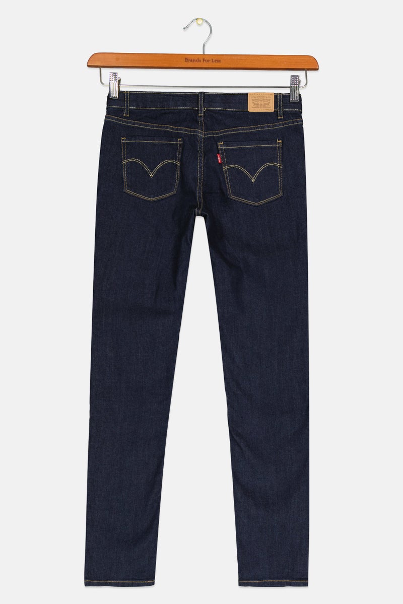 Levi's Kids Girl Skinny Fit Wash Stretchable Denim Jeans, Navy  - Image 2