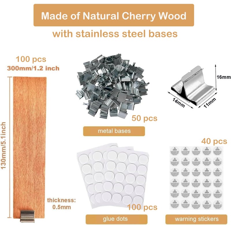 Phinicco Extra Wide Wooden Wicks 3cm Wide Candle Wicks 5.1 X 1.2 Inch Natural Candle Wood Wicks with Stand Candle Cores for DIY Candle Making Craft（100pcs ）(Use Two Wicks) - Image 4