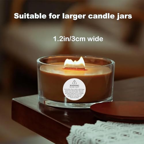 Phinicco Extra Wide Wooden Wicks 3cm Wide Candle Wicks 5.1 X 1.2 Inch Natural Candle Wood Wicks with Stand Candle Cores for DIY Candle Making Craft（100pcs ）(Use Two Wicks) - Image 2