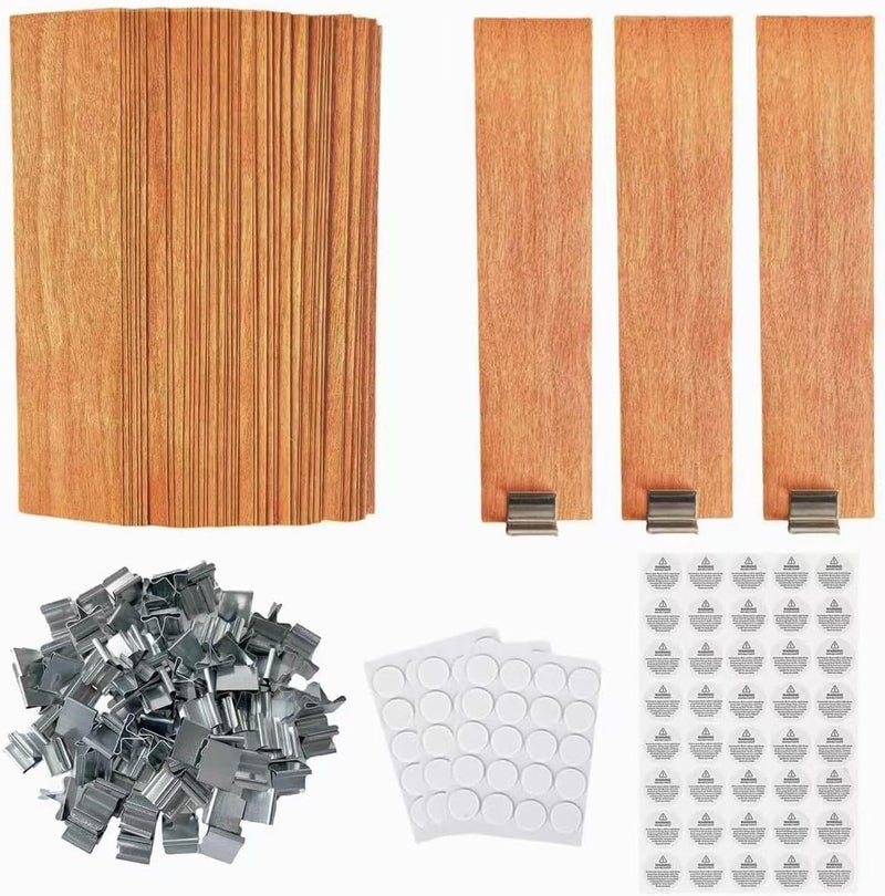 Phinicco Extra Wide Wooden Wicks 3cm Wide Candle Wicks 5.1 X 1.2 Inch Natural Candle Wood Wicks with Stand Candle Cores for DIY Candle Making Craft（100pcs ）(Use Two Wicks) - Image 1