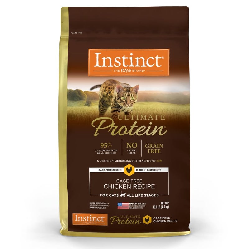 Instinct وصفة دجاج خالية من الحبوب بروتين إنستينكت ألتيميت، طعام جاف طبيعي للقطط، 10 رطل. - Image 1