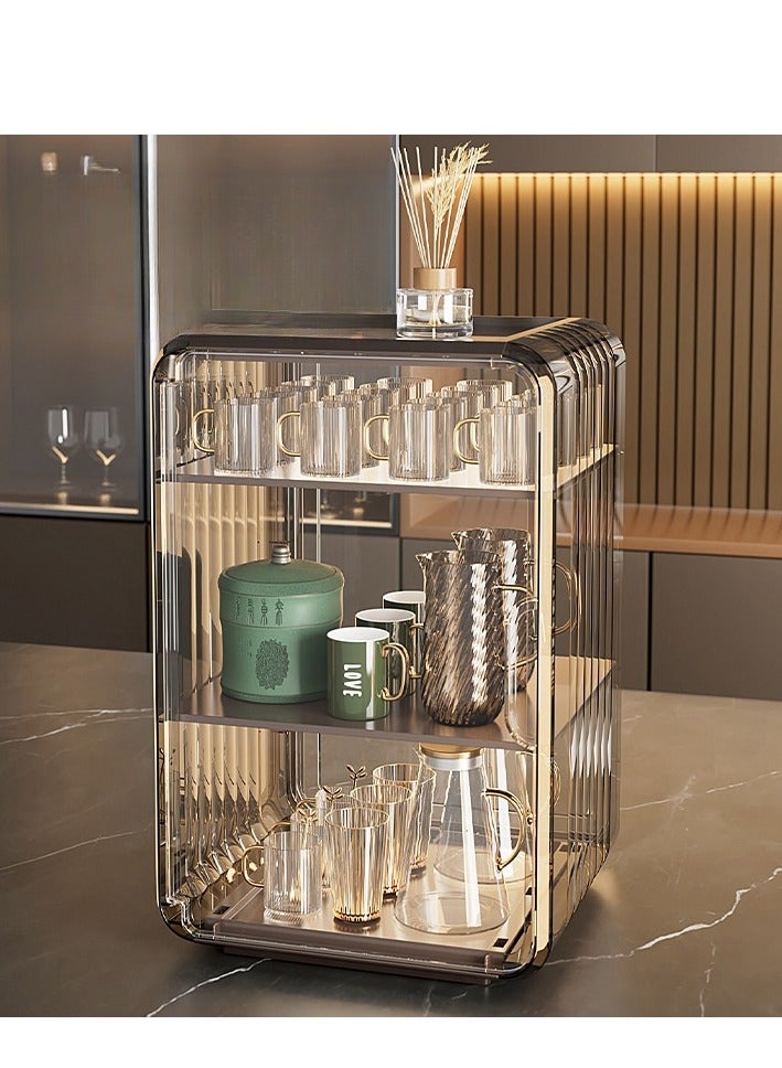 EqiEch Storage Cabinet Dust-Proof Drinkware Storage Box Transparent Acrylic Material Dark Grey - Image 2