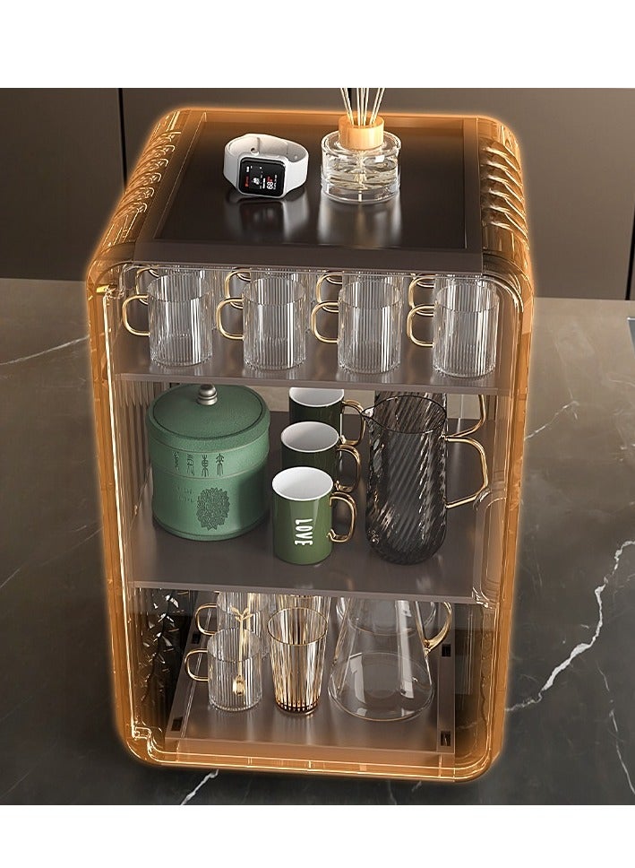 EqiEch Storage Cabinet Dust-Proof Drinkware Storage Box Transparent Acrylic Material Dark Grey - Image 3