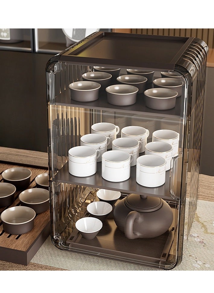 EqiEch Storage Cabinet Dust-Proof Drinkware Storage Box Transparent Acrylic Material Dark Grey - Image 4