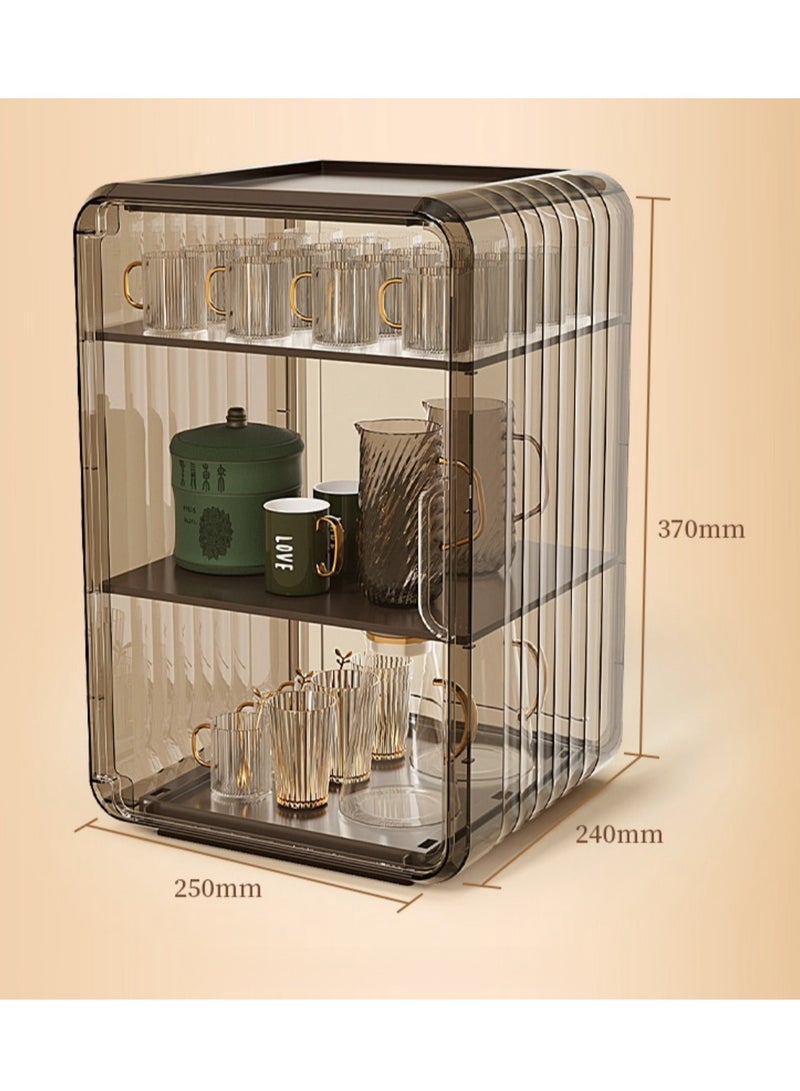 EqiEch Storage Cabinet Dust-Proof Drinkware Storage Box Transparent Acrylic Material Dark Grey - Image 5