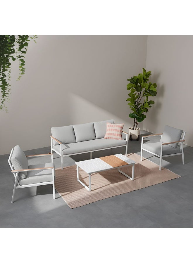DANUBE HOME مجموعة أرائك خارجية 5 مقاعد ألبا | أثاث حديقة بإطار ألمنيوم | تصميم حديث لمجموعة أرائك في الفناء | طاولة وكراسي للجلوس في الحديقة الخارجية - Image 1