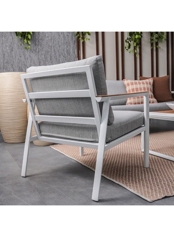 DANUBE HOME مجموعة أرائك خارجية 5 مقاعد ألبا | أثاث حديقة بإطار ألمنيوم | تصميم حديث لمجموعة أرائك في الفناء | طاولة وكراسي للجلوس في الحديقة الخارجية - Image 3