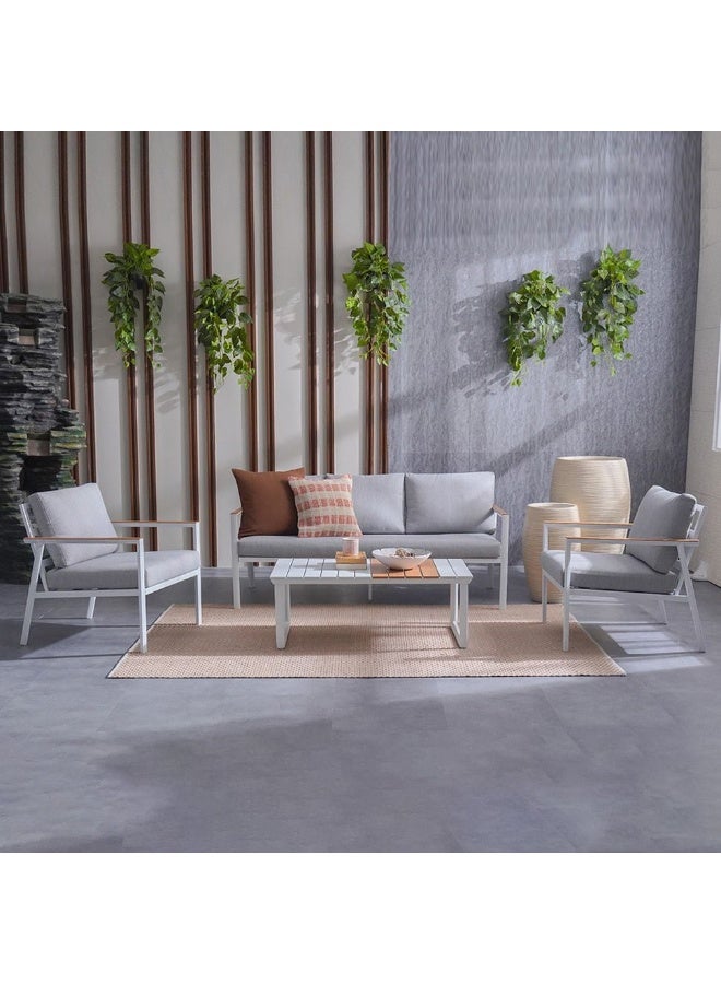 DANUBE HOME مجموعة أرائك خارجية 5 مقاعد ألبا | أثاث حديقة بإطار ألمنيوم | تصميم حديث لمجموعة أرائك في الفناء | طاولة وكراسي للجلوس في الحديقة الخارجية - Image 2