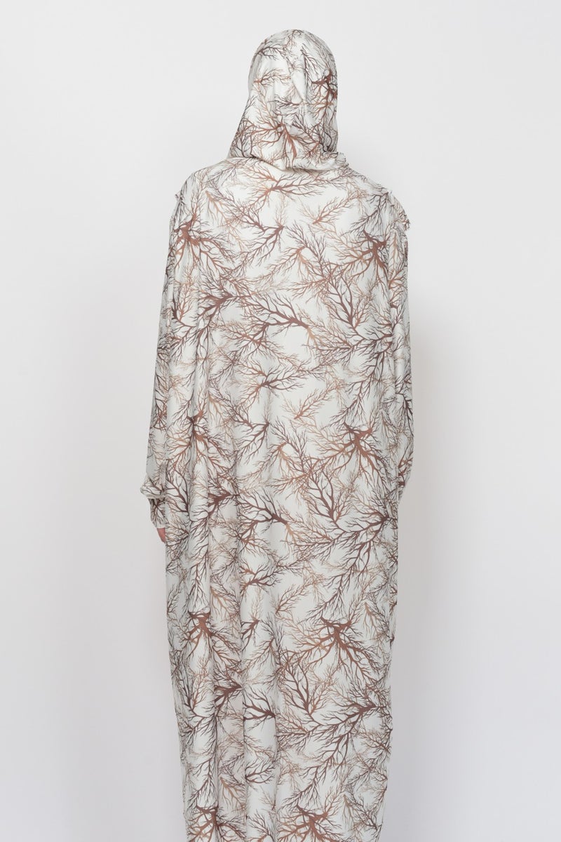 Altobeh Practical One Piece Tree Patterned Sleeves Removable Headscarf Lycra Hijab Prayer Dress 990-0706  - Image 4
