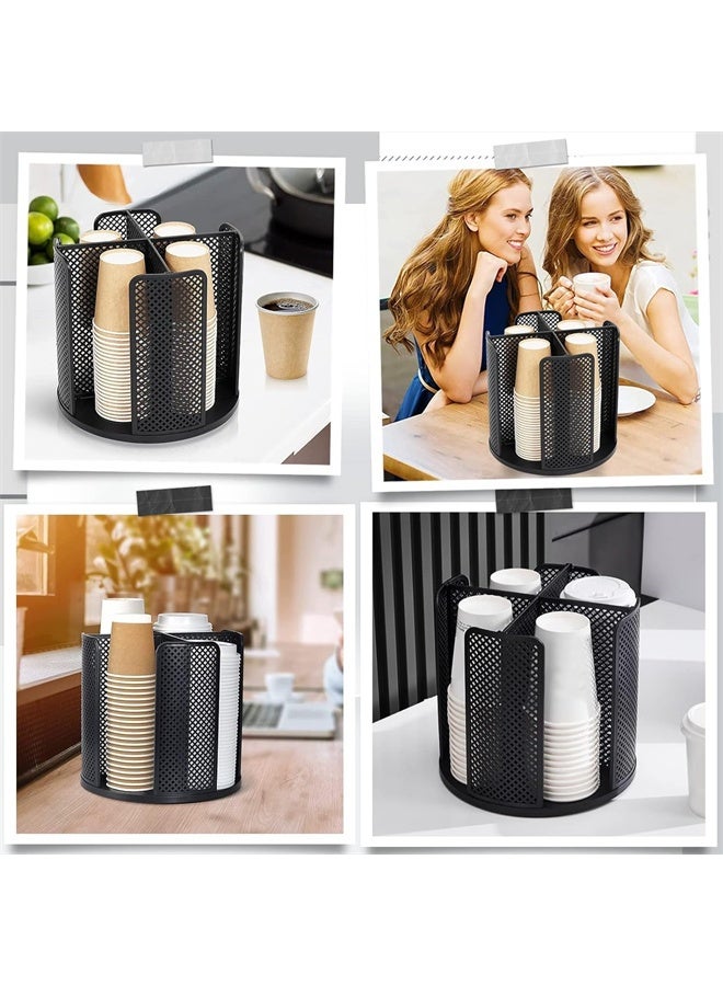 هومستر حامل أكواب بلاستيكية منظم، قابل للترصيص، تصميم توفير المساحة لأكواب القهوة والغطاء، متعدد الاستخدامات للمستخدمة المنزلية والمكتبية والمطبخية والبار والبوفيه، باللون الأسود. - Image 4
