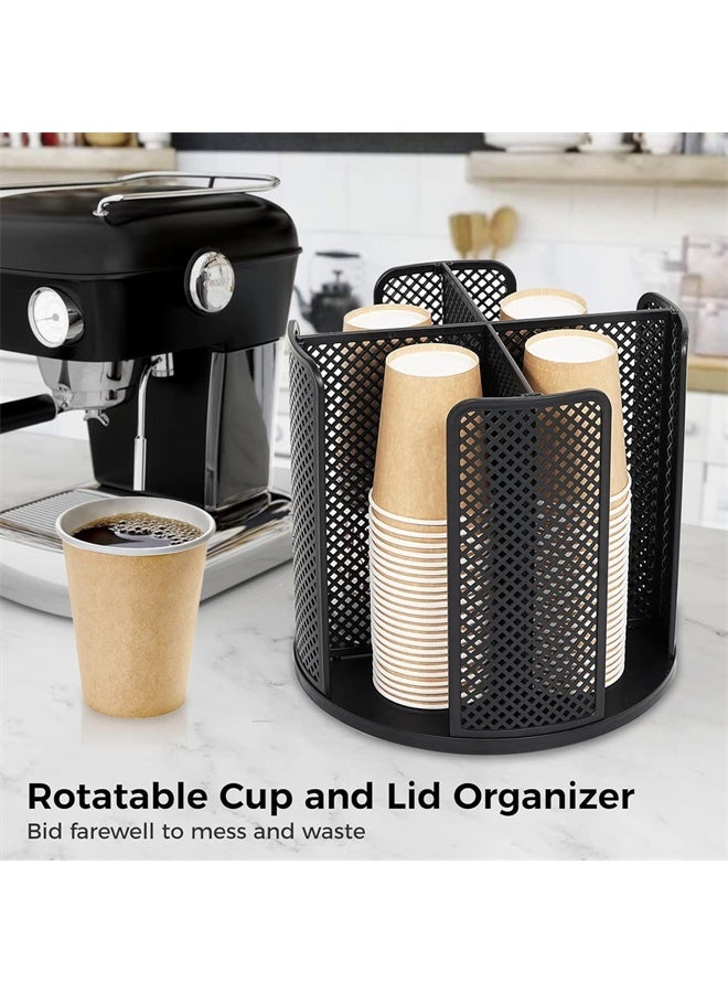 هومستر حامل أكواب بلاستيكية منظم، قابل للترصيص، تصميم توفير المساحة لأكواب القهوة والغطاء، متعدد الاستخدامات للمستخدمة المنزلية والمكتبية والمطبخية والبار والبوفيه، باللون الأسود. - Image 2