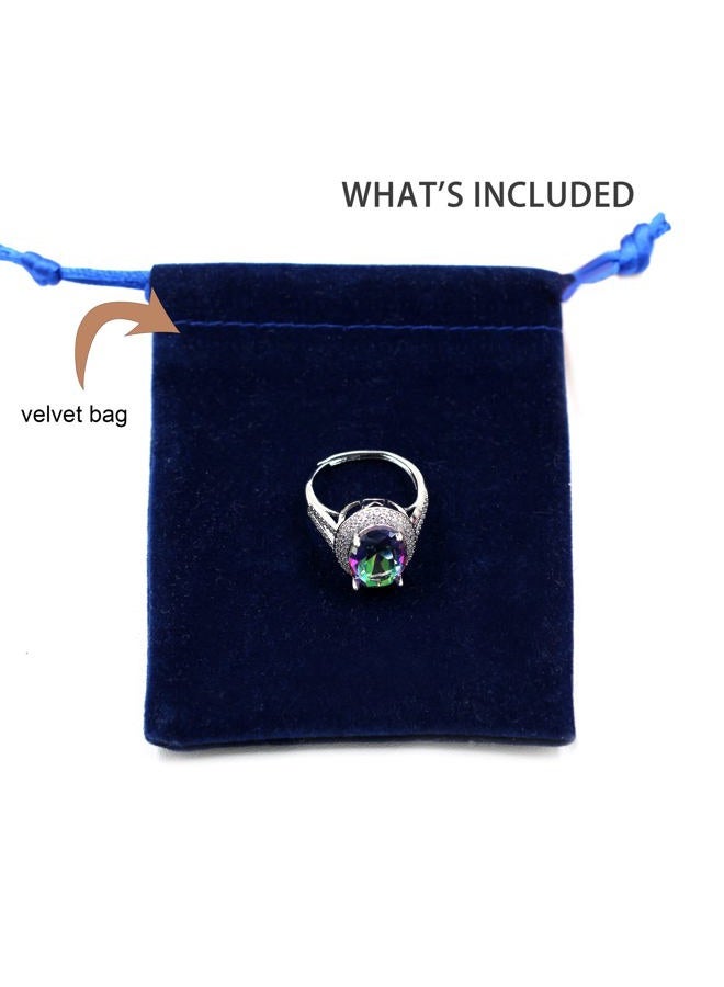 Uloveido Platinum Plated Big Stone Oval Engagement Promise Rings, Multicolor CZ Crystal Split Shank Ring Adjustable Y927 (Split shank-Multi) - Image 5