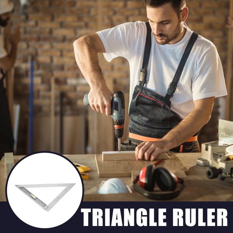 90 Degree Carpenter Triangle Ruler with Level Large Framing Square for Woodworking Drafting Precision Scale Tool - Image 4