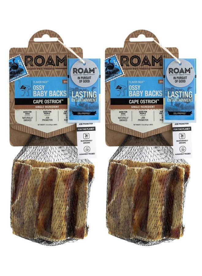 ROAM Pet Treats Ossy Baby Back Rib - Ostrich Dog Chew Contains 4 Chews for Dogs (Pack of 2) - Image 1
