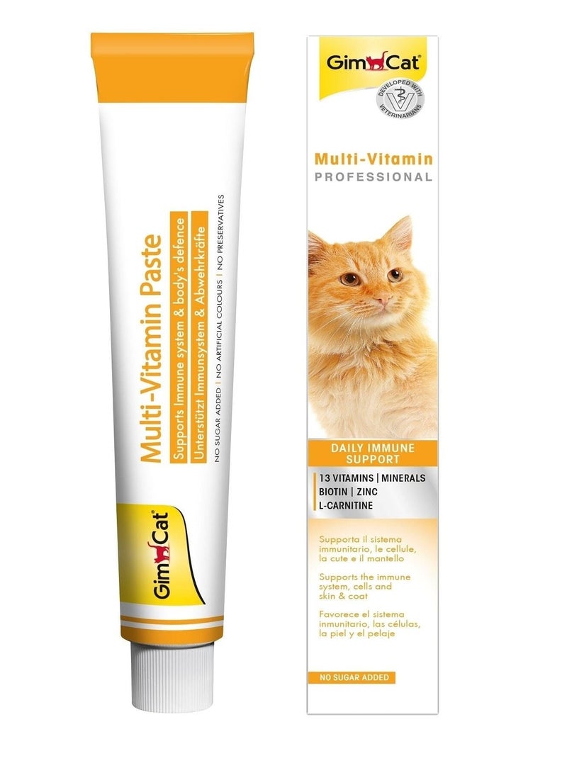 جيم كات معجون جيم كات متعدد الفيتامينات الاحترافي لدعم الجهاز المناعي والبشرة للقطط مع 13 فيتامينًا، البيوتين والزنك وإل-كارنيتين