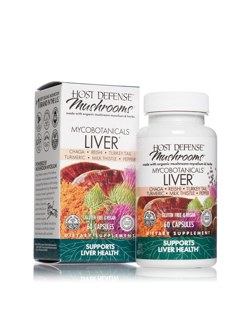 Host Defense MycoBotanicals Liver Capsules, Supports Liver Health and Detoxification, Mushroom and Herb Supplement, 60 Capsules, Unflavored - Image 1