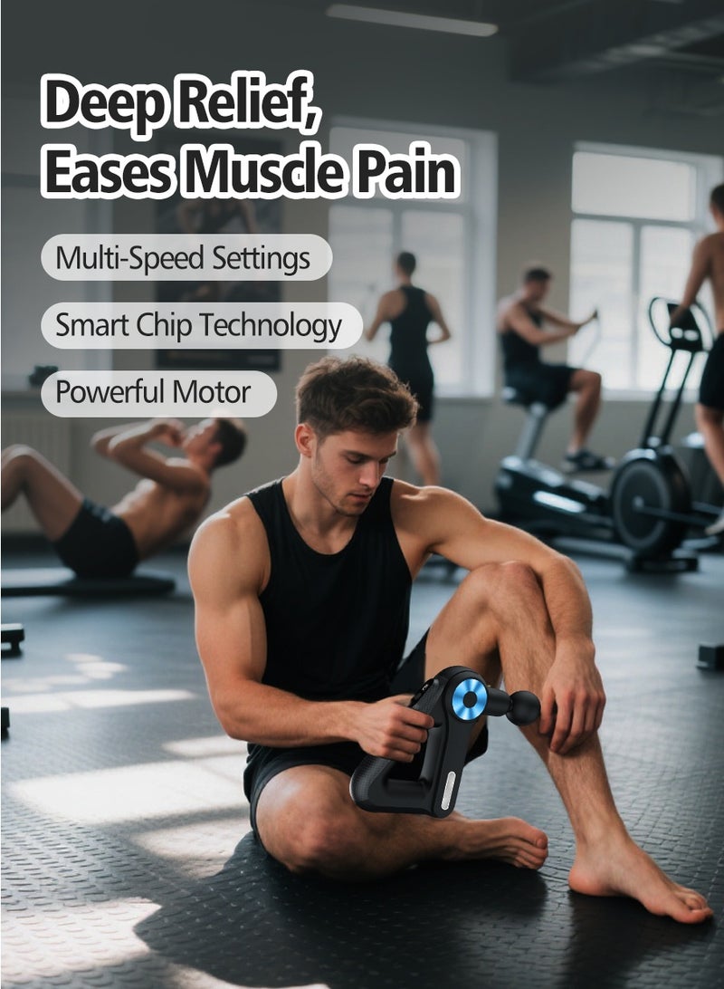 بيروي مدلك Percussion محمول احترافي - علاج الأنسجة العميقة مع 9 ملحقات قابلة للتبديل و 9 مستويات سرعة. جهاز محمول فائق الهدوء لاستعادة عضلات الرقبة/الظهر وتخفيف آلام الكتف/الساق/الجسم. مثالي للعاملين في المكاتب، العمال، ومحبي اللياقة البدنية. هدية ممتازة. - Image 2