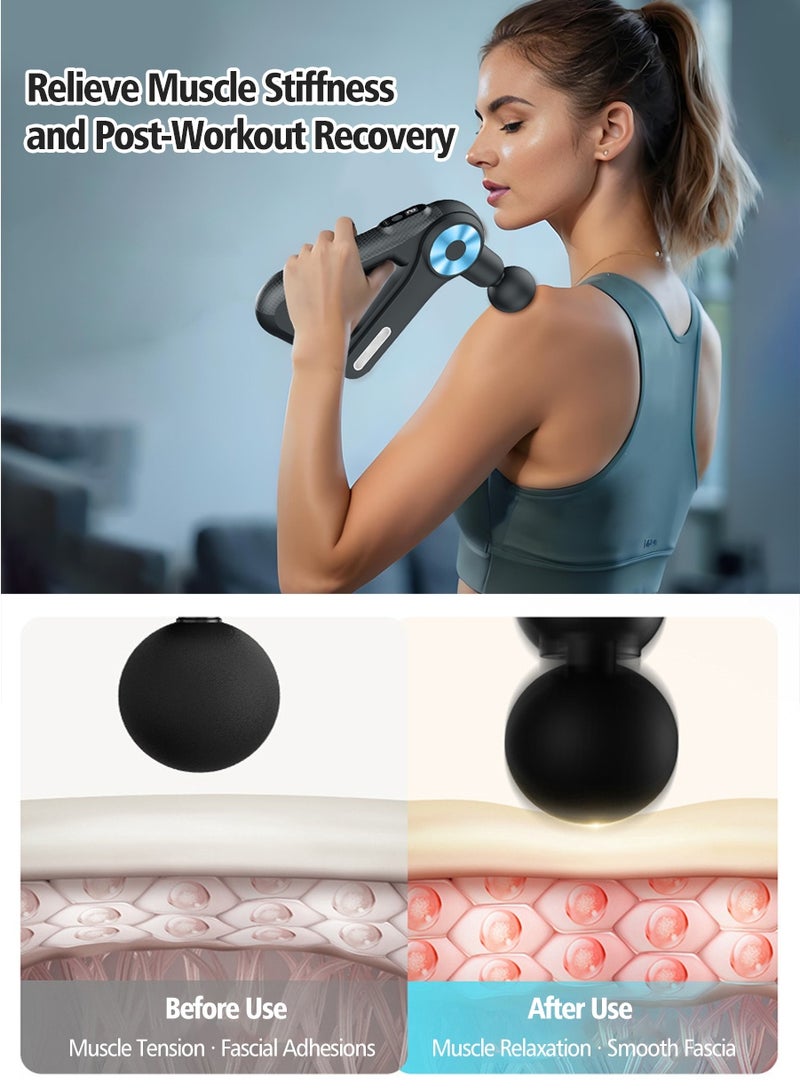 بيروي مدلك Percussion محمول احترافي - علاج الأنسجة العميقة مع 9 ملحقات قابلة للتبديل و 9 مستويات سرعة. جهاز محمول فائق الهدوء لاستعادة عضلات الرقبة/الظهر وتخفيف آلام الكتف/الساق/الجسم. مثالي للعاملين في المكاتب، العمال، ومحبي اللياقة البدنية. هدية ممتازة. - Image 4