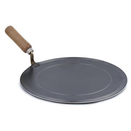 RBY Food Grade Iron Dosa Tawa 12 Inch Heavy Base Lohe Ka Tava Pre-Seasoned Flat Pan Metal Spoon Friendly for Dosa Chilla Chapati Uttapam - Image 1