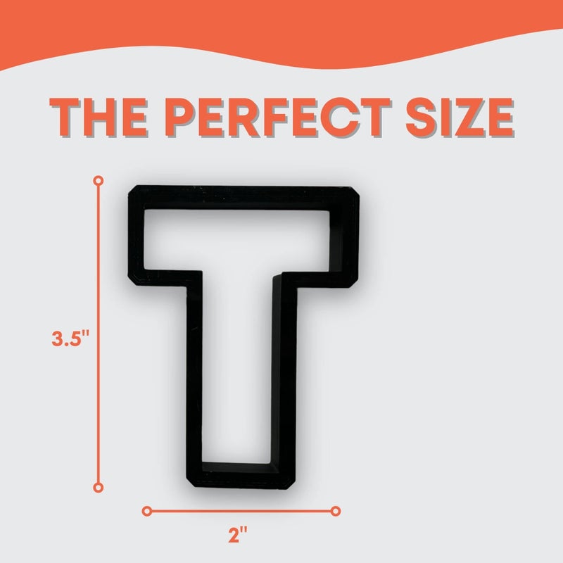 Bundle of Fun T Capital Block Letter Cookie Cutter with Easy to Push Design (3.5 inch) - Image 2