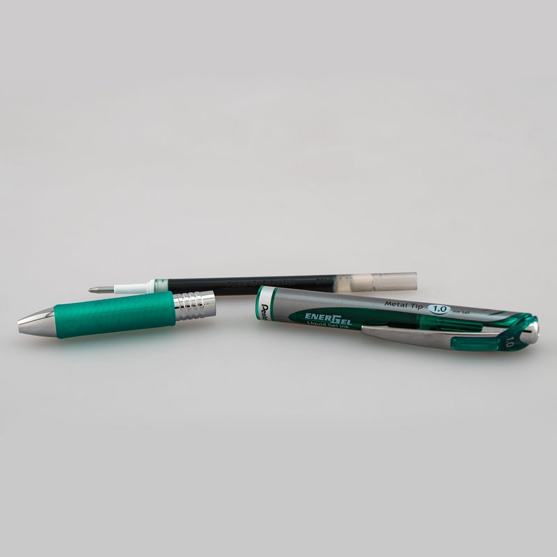 Pentel EnerGel RTX Retractable Liquid Gel Pen, (1.0mm), Bold Line, Metal Tip, Green Ink, Pack of 2 (BL80BP2D) - Image 4