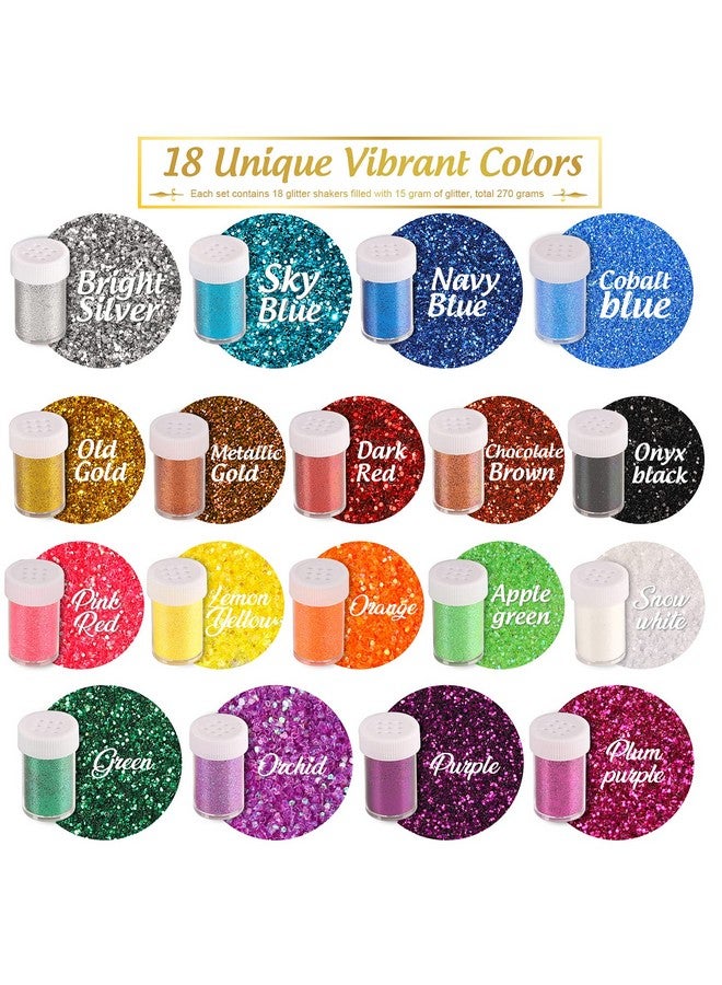 LEOBRO Glitter, 18 Pack Fine Glitter, Craft Glitter Powder Shake Jar, Multi Assorted Set Extra Fine Glitter For Resin Art Crafts Tumbler Scrapbook Jewelry Making, Body Face Hair Glitter, 15G/ Bottle, - Image 2