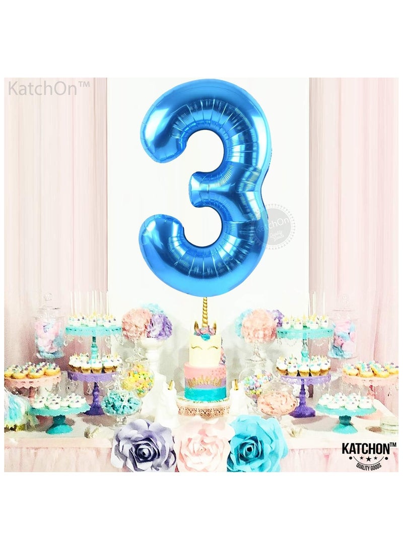 KATCHON Blue Number 3 Balloon - 40 Inch | Blue 3 Balloon Number For Birthday Decorations | 3 Year Old Balloons Birthday | Number Balloons for Anniversary Party - Image 4