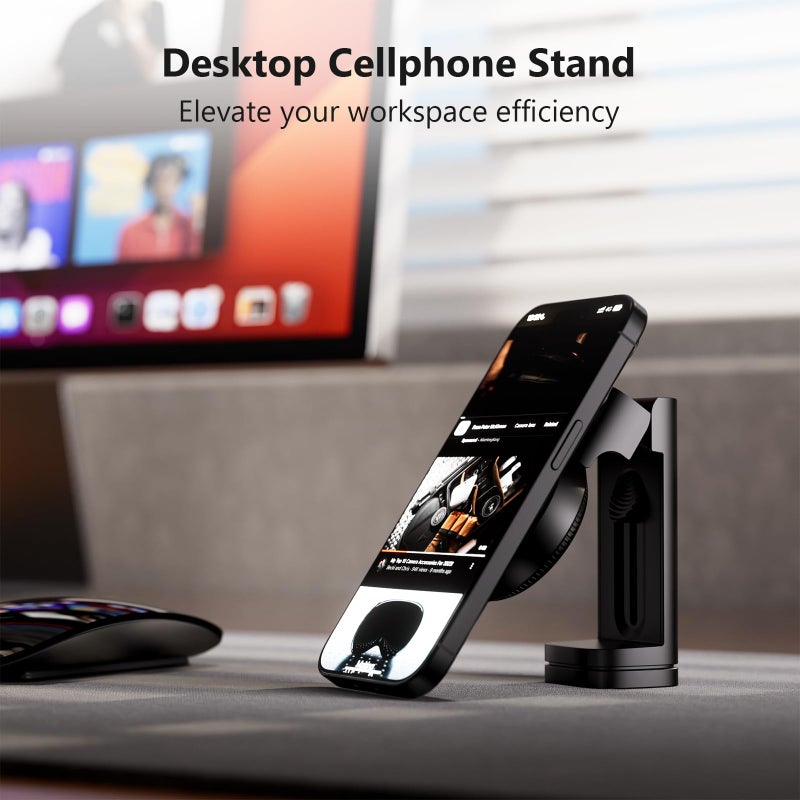 MiiKARE Travel Essentials Magnetic Airplane Phone Holder, Universal Handsfree Phone Mount for Flying with 360 Degree Rotation, Travel Must Haves Phone Stand for Desk, Tray Table, Black - Image 5