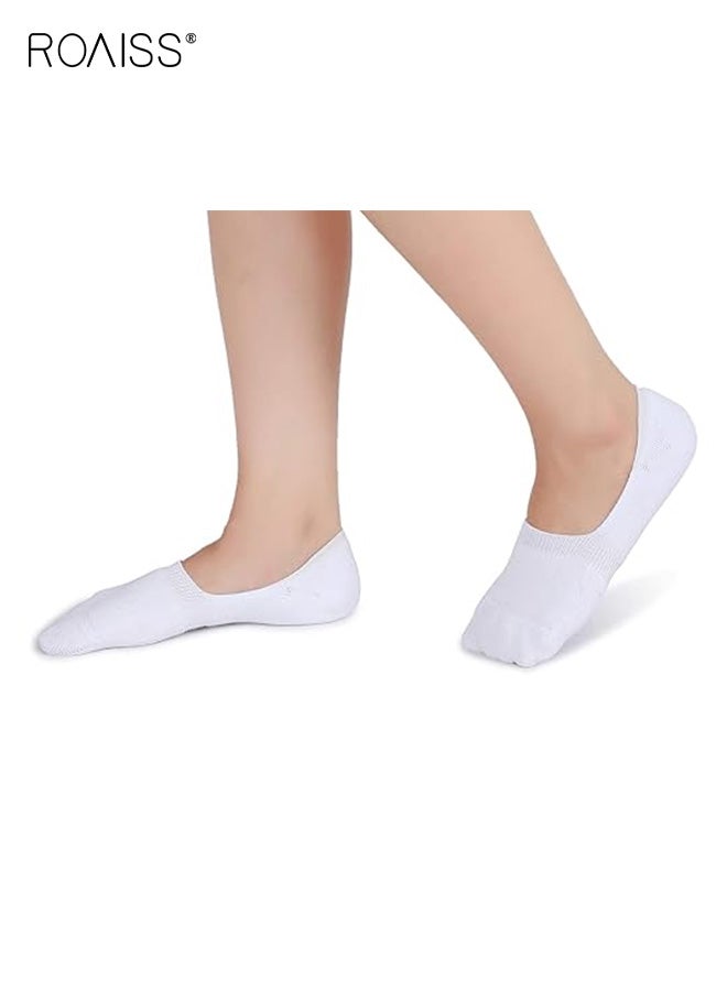رويس 6 أزواج من الجوارب الرياضية للجنسين، جوارب غير مرئية منخفضة القطع ومضادة للانزلاق، تصميم جوارب رياضية مبطنة من القطن قابلة للتهوية للنساء والرجال - Image 4