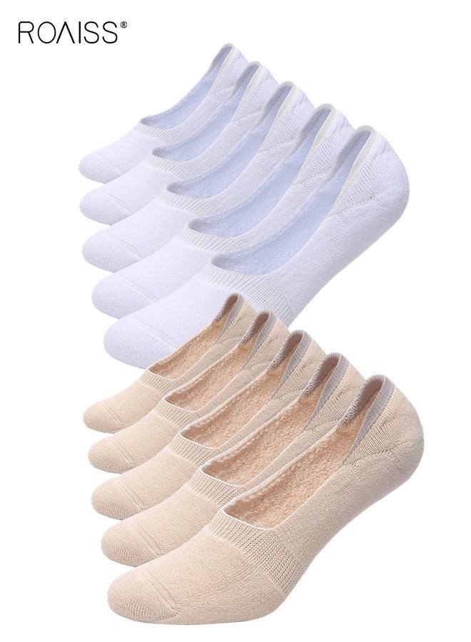 رويس 6 أزواج من الجوارب الرياضية للجنسين، جوارب غير مرئية منخفضة القطع ومضادة للانزلاق، تصميم جوارب رياضية مبطنة من القطن قابلة للتهوية للنساء والرجال - Image 1