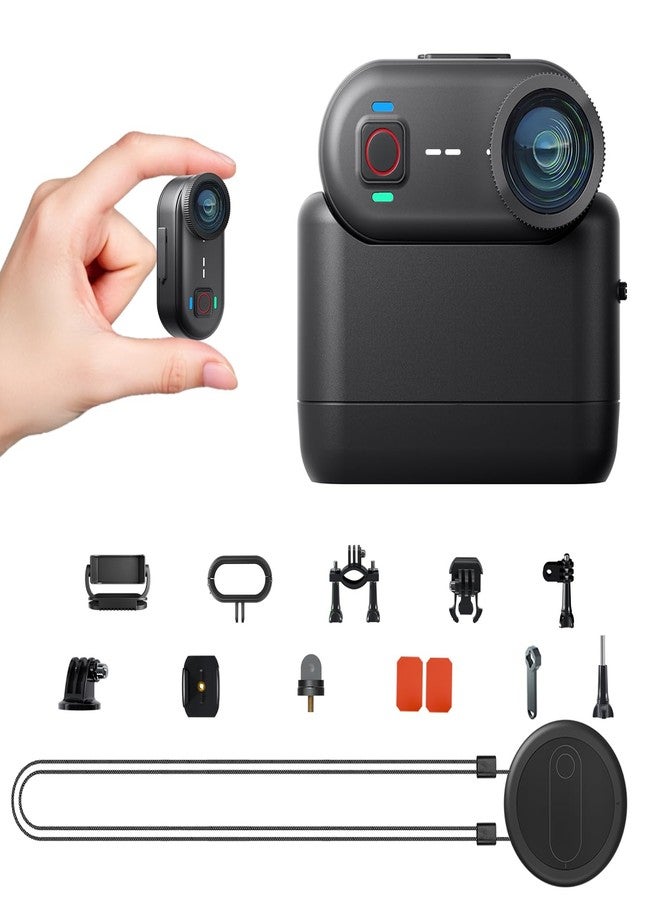 Apexcam K80 Thumb Action Camera, POV mini Body Camera 4K with Action Pod & Built-in 64GB, 20MP WiFi Remote Control, 6-Axis EIS Stabilization,10M Waterproof Portable Body Cam for Vlogging/Motorcycling - Image 1