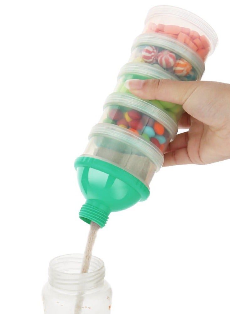 ORiTi Baby Formula Dispenser On The Go, 5 Layers Stackable Formula Dispenser Formula Containers for Travel,Baby Feeding Milk Powder Snack Storage Container, BPA Free, Green, 2 Pack - Image 5