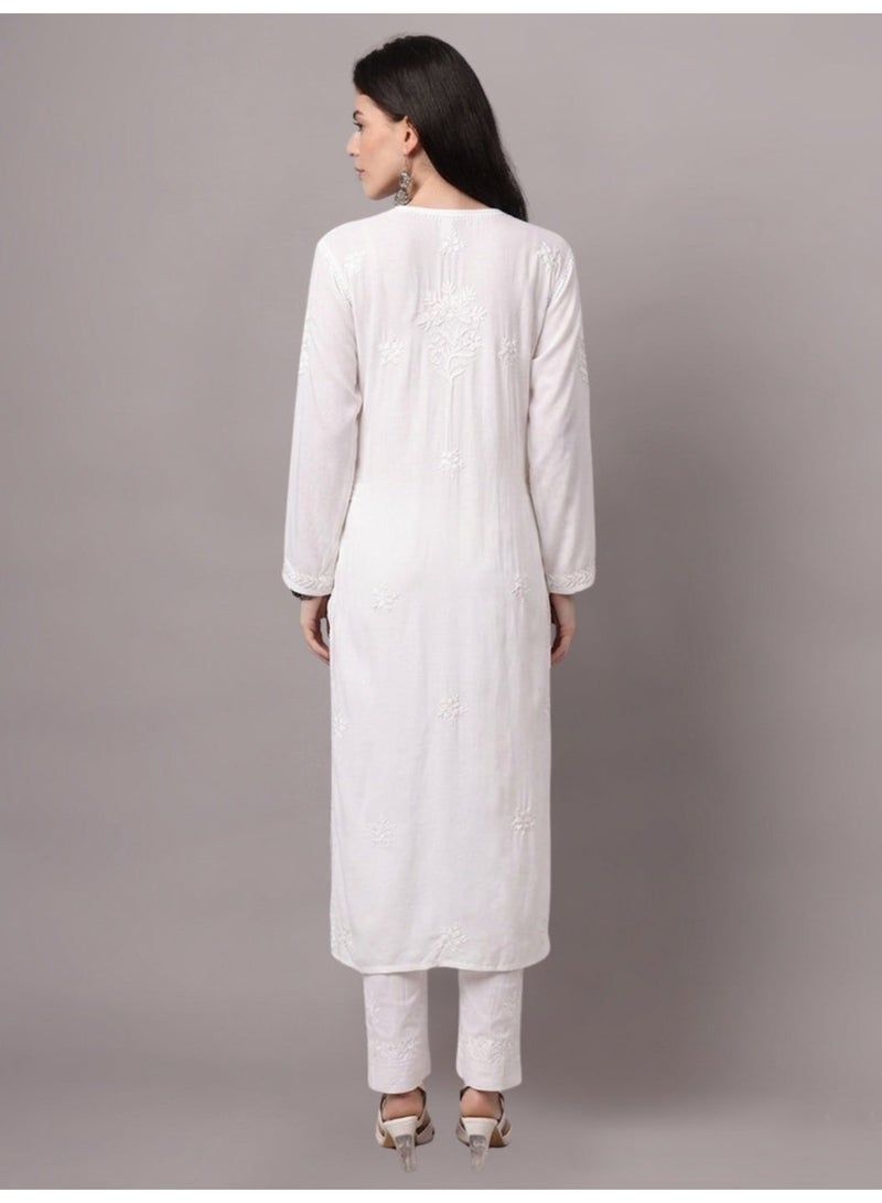 Alaya Hand Embroidered Chikankari Modal Kurta-AL4059 - Image 2