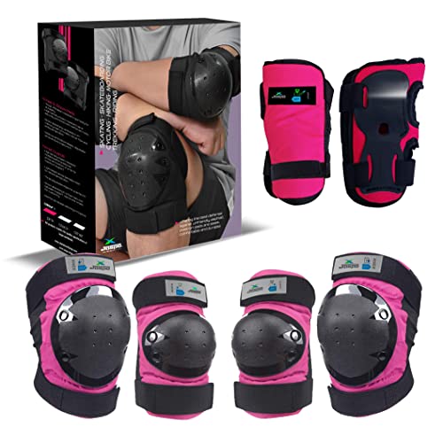 jaspo Plastron Saver 3 Professional Protective Set (Knee/Elbow/Wrist Guard) Multi Purpose Safety Kit for Skateboarding, Roller Skating, Inline Skating, Cycling and Other Sports (Medium, Pink) - Image 1