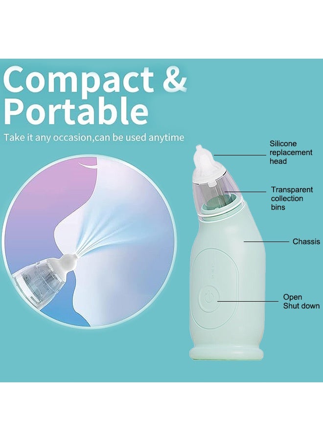 Gecomo Electric bass baby nasal aspirator, nasal mucus remover for children, Rechargeable Nose Aspirator With 2 Tips And 1 Tweezers (Green) - Image 2