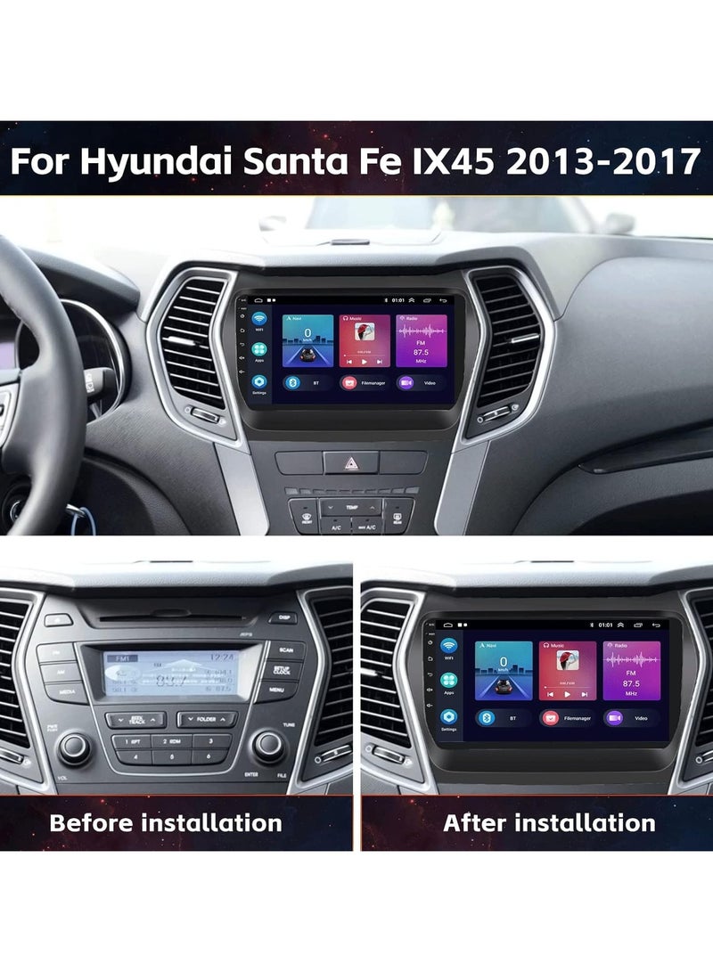 Vierex Car Stereo For Hyundai Santa Fe IX45 2013-2018 Radio, Android 13 Head Unit With Carplay Android Auto,9" Touch Screen Car Radio With Bluetooth HiFi FM/RDS GPS WiFi + AHD Backup Camera - Image 2