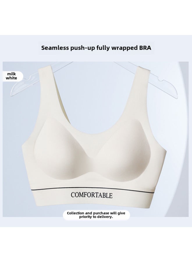New Jelly Strip Seamless Underwear Small Chest Push Up Wide Shoulder Strap Wireless Sports Ice Silk Women's Underwear Suit Bra