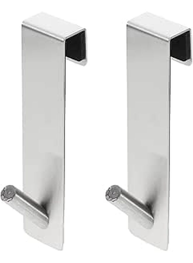 Stainless Steel Punch Free Back Door Hooks Glass Hangers 16.5cm Silver Towel Coat Storage - Image 1