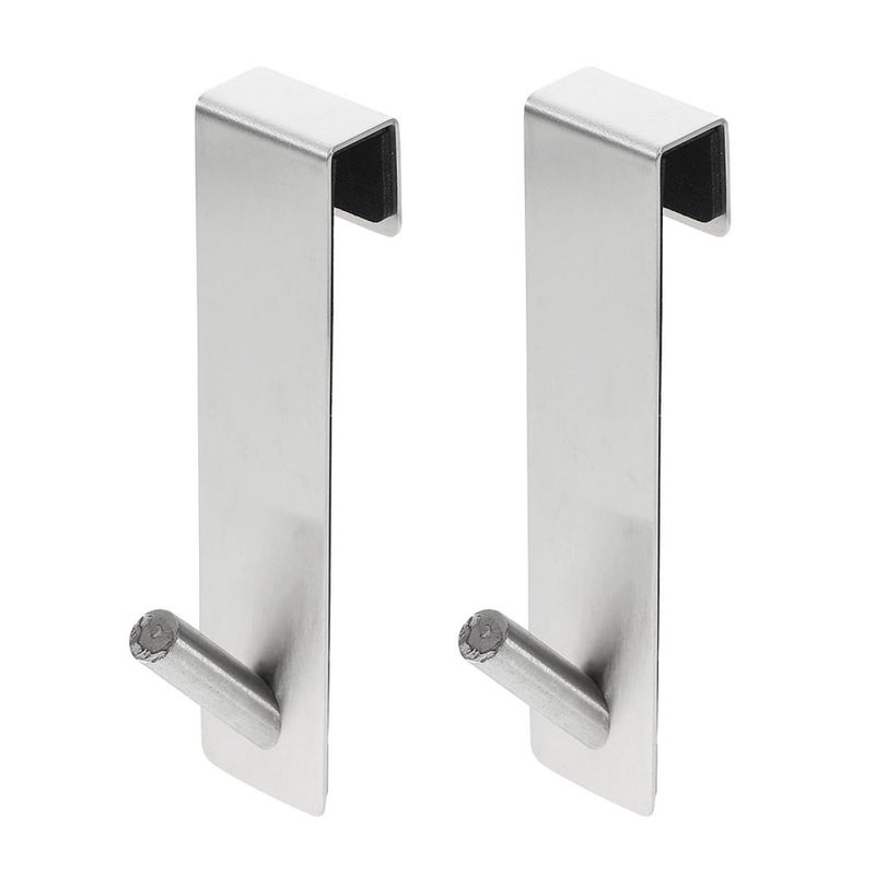 Stainless Steel Punch Free Back Door Hooks Glass Hangers 16.5cm Silver Towel Coat Storage - Image 2