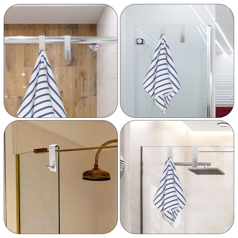 Stainless Steel Punch Free Back Door Hooks Glass Hangers 16.5cm Silver Towel Coat Storage - Image 4