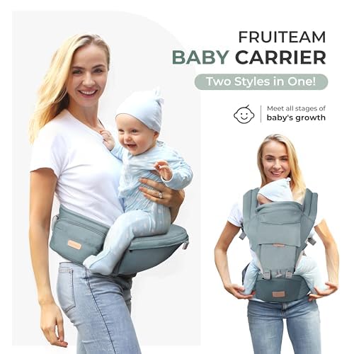 FRUITEAM 6in1 Baby Carrier with Waist StoolHip Seat for Breastfeeding One Size Fits All  Adapt to Newborn Infant  Toddler Blue - Image 2