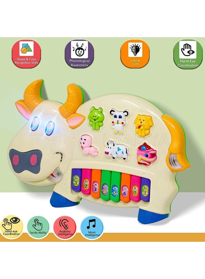Rally Educational Cow Baby Piano - Musical Toy with Animal Sounds and Lights, Fun and Safe Educational Toy for Little Ones - Image 2