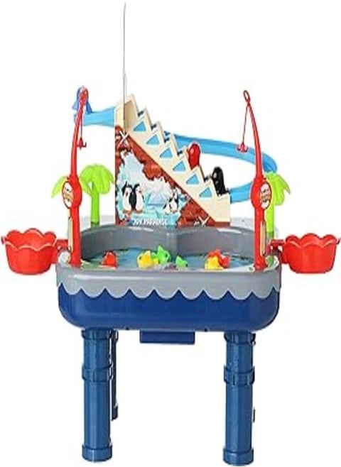 Generic Joy paradise parent child interaction, 2 in 1 penguin slide and fishing set with magnetic suspension panel - multi color