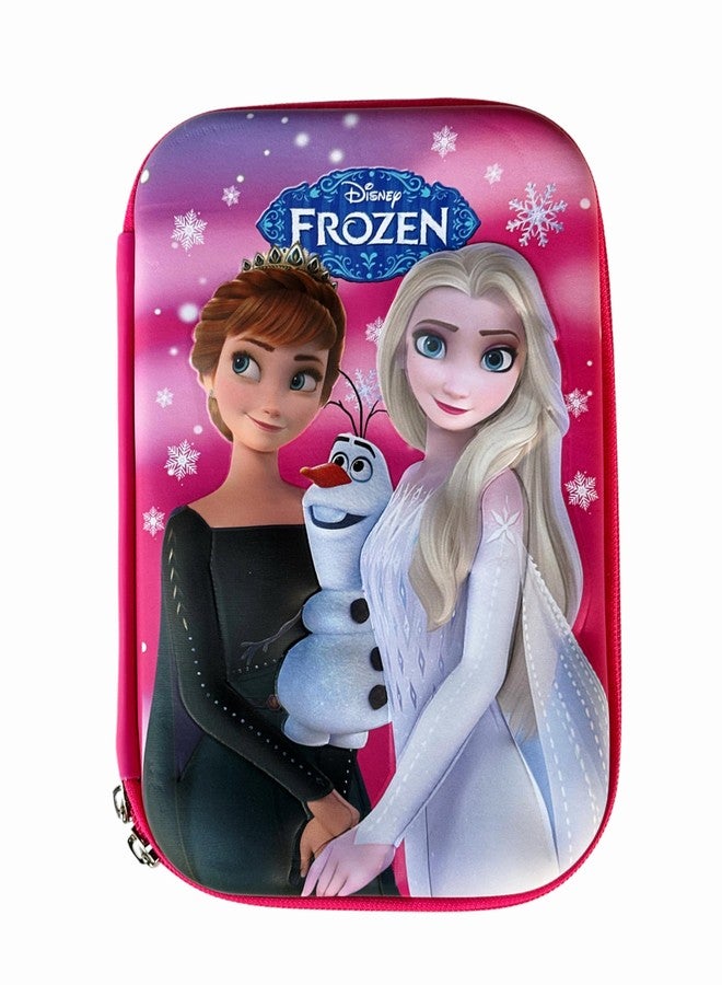 MSGH Design 7D Big Size Multipurpose Hardtop Pencil Pouch for Boys & Grils (Frozen Pink) - Image 1