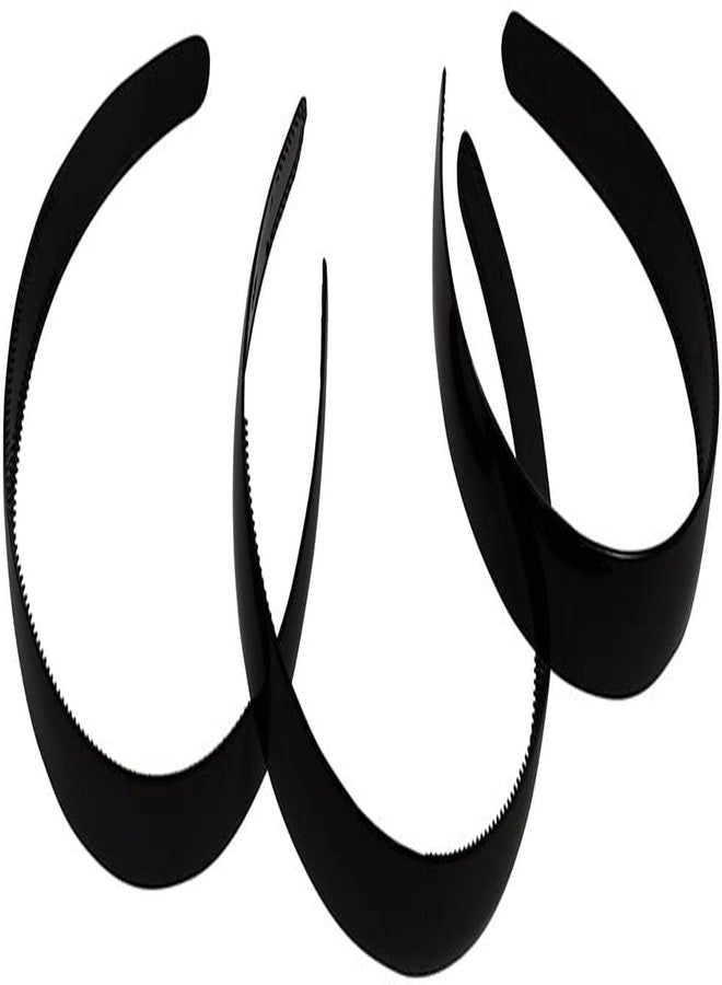 BAKEFY� 6 piece Black Plain Craft Plastic Headbands,1 Inch Plastic Hard Headband with Teeth Head band Women Girls - Image 5