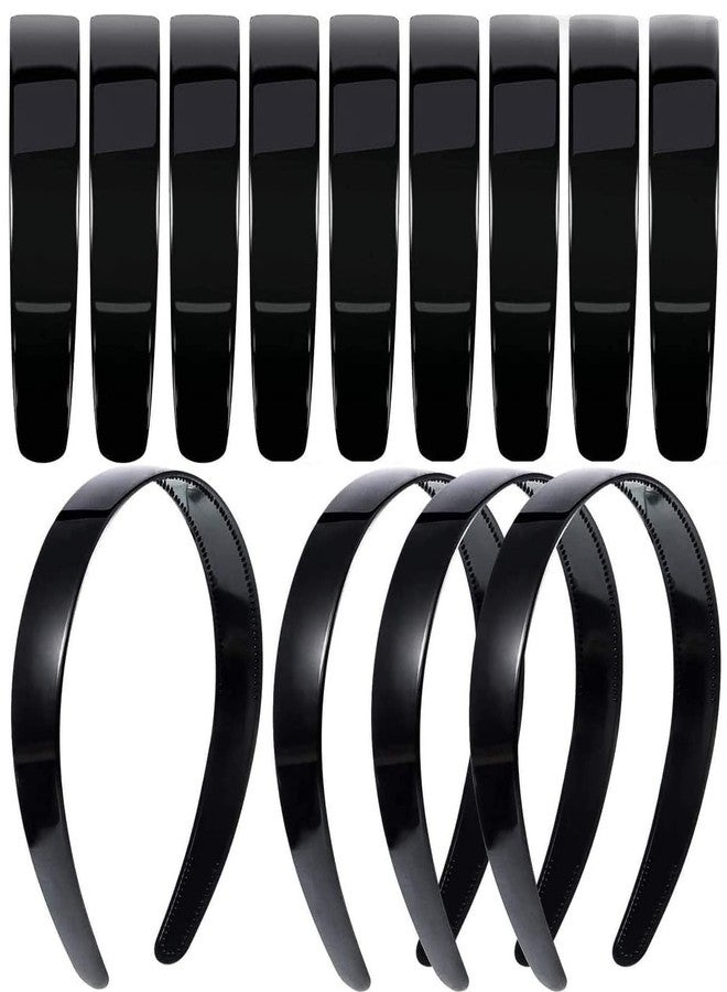 BAKEFY� 6 piece Black Plain Craft Plastic Headbands,1 Inch Plastic Hard Headband with Teeth Head band Women Girls - Image 2