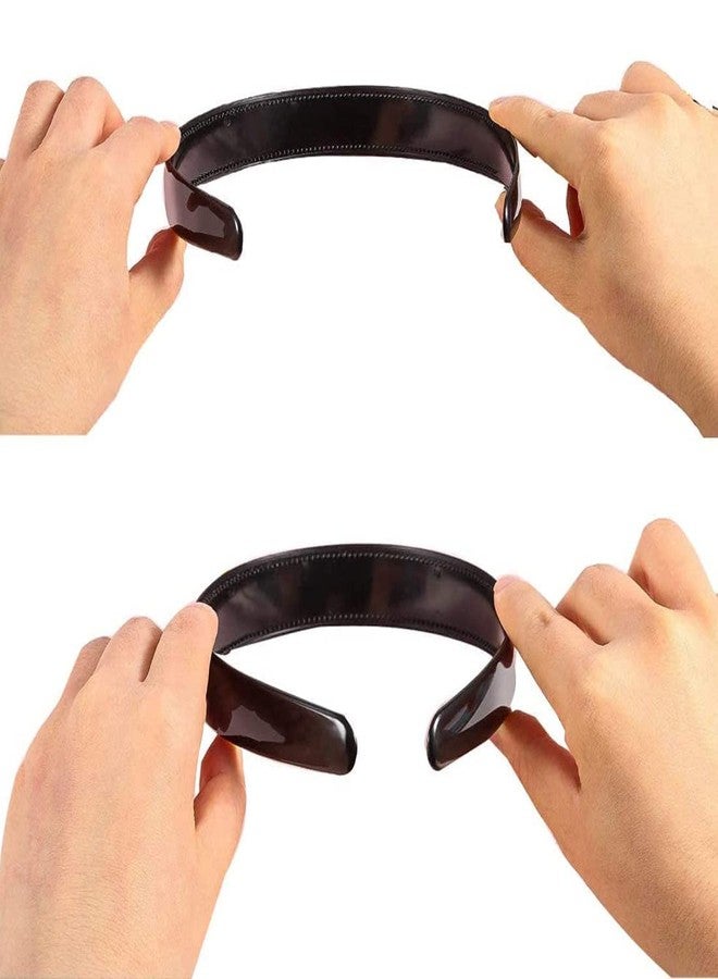 BAKEFY� 6 piece Black Plain Craft Plastic Headbands,1 Inch Plastic Hard Headband with Teeth Head band Women Girls - Image 3
